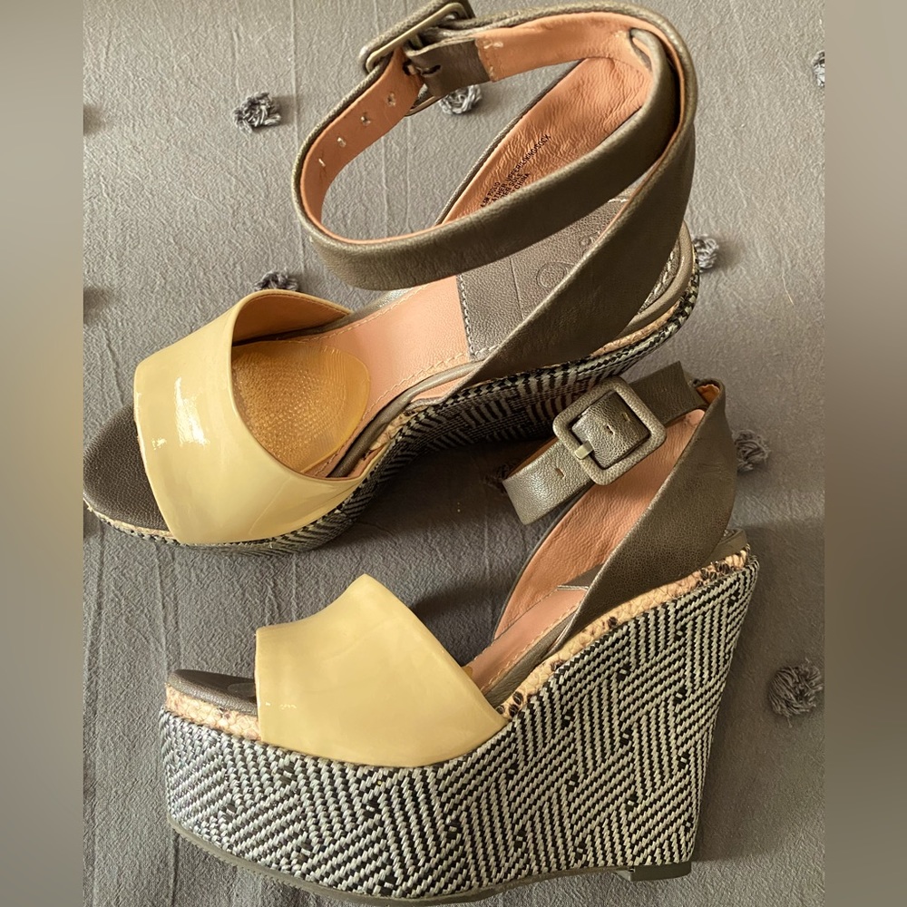 Bacio 61 Piglio wedge heels 6.5 STUNNERS hardly worn mixed media